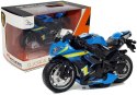 Motocykl z Napędem Frykcyjnym Na Baterie Dźwiękiem 1:14 Niebieski Motocykl z Napędem Frykcyjnym Na Baterie Dźwiękiem 1:14 Niebieski