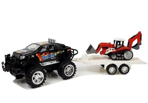 Zestaw Pojazdów z Napędem Frykcyjnym Auto Terenowe Czarne Koparka Traktor Zestaw Pojazdów z Napędem Frykcyjnym Auto Terenowe Czarne Koparka Traktor