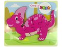 Drewniane Puzzle Dinozaur Corythosaurus Różowy Spinosaurus Fioletowy Drewniane Puzzle Dinozaur Corythosaurus Różowy Spinosaurus Fioletowy