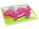Drewniane Puzzle Dinozaur Corythosaurus Różowy Spinosaurus Fioletowy Drewniane Puzzle Dinozaur Corythosaurus Różowy Spinosaurus Fioletowy