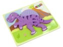 Drewniane Puzzle Dinozaur Corythosaurus Różowy Spinosaurus Fioletowy Drewniane Puzzle Dinozaur Corythosaurus Różowy Spinosaurus Fioletowy