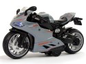 Motocykl Sportowy Szary Pomarańczowe Pasy 1:12 Napęd Pull-Back Dźwięk Światła Motocykl Sportowy Szary Pomarańczowe Pasy 1:12 Napęd Pull-Back Dźwięk Światła
