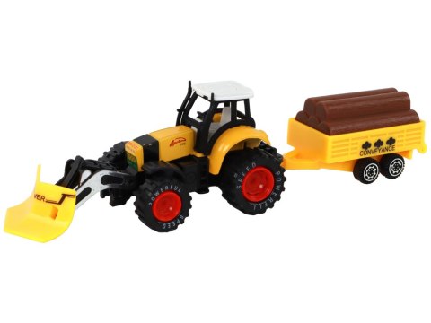 Traktor Z Przyczepą Koparka Spychacz Maszyna Rolnicza Żółta Traktor Z Przyczepą Koparka Spychacz Maszyna Rolnicza Żółta