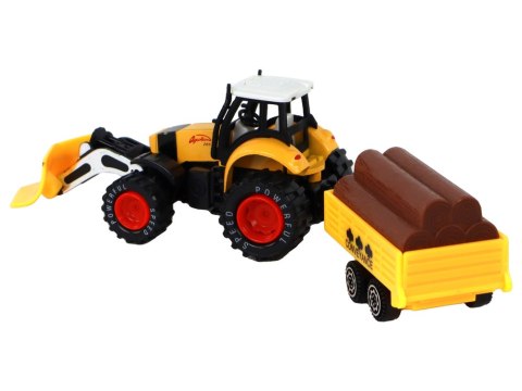 Traktor Z Przyczepą Koparka Spychacz Maszyna Rolnicza Żółta Traktor Z Przyczepą Koparka Spychacz Maszyna Rolnicza Żółta