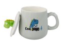 Kubek Ceramiczny Dinozaur Niebieski Przykrywka Łyżeczka 350ml Kubek Ceramiczny Dinozaur Niebieski Przykrywka Łyżeczka 350ml