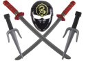 Zestaw Wojownika Ninja Maska Miecze Sztylety Czerwone Zdobienia Zestaw Wojownika Ninja Maska Miecze Sztylety Czerwone Zdobienia
