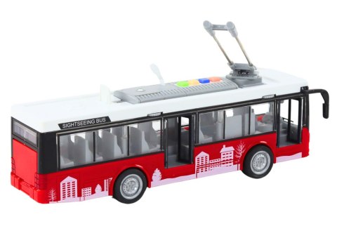 Trolejbus Autobus 1:16 Światła Dźwięki Napęd Biało-Czerwony Trolejbus Autobus 1:16 Światła Dźwięki Napęd Biało-Czerwony
