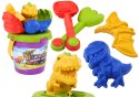 Zestaw Do Piasku Wiaderko Łopatka Grabki Foremki Dinozaury Zestaw Do Piasku Wiaderko Łopatka Grabki Foremki Dinozaury