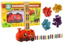 Autko Czerwony Dinozaur na Baterie Układające Kolorowe Domino 4 Kolory Klocków Autko Czerwony Dinozaur na Baterie Układające Kolorowe Domino 4 Kolory Klocków