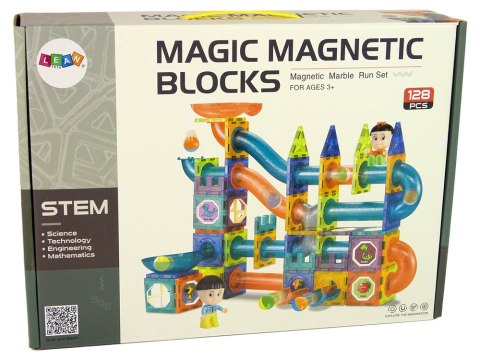 Magiczne Klocki Magnetyczne Zjeżdżalnia Dla Kulek Budowle 3D 128 Elementów Magiczne Klocki Magnetyczne Zjeżdżalnia Dla Kulek Budowle 3D 128 Elementów
