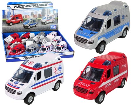 Metalowe Autko Mini Van Straż Pożarna Policja 8cm Metalowe Autko Mini Van Straż Pożarna Policja 8cm