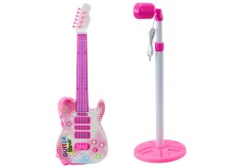 Gitara z mikrofonem na statywie jasna