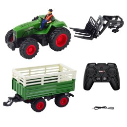 Traktor z widłami i przyczepą RC