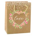 Torba Prezentowa Napis Love Kwiaty 23 x 18 x 10,5 cm Torba Prezentowa Napis Love Kwiaty 23 x 18 x 10,5 cm