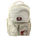 Plecak Miejski Szkolny Kapibara Brelok Przypinki Beżowy Kremowy 25L 42cm Plecak Miejski Szkolny Kapibara Brelok Przypinki Beżowy Kremowy 25L 42cm