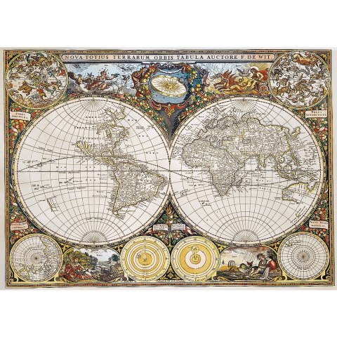 1000 Puzzle Drewniane - Antyczna mapa świata 20144 1000 Puzzle Drewniane - Antyczna mapa świata 20144