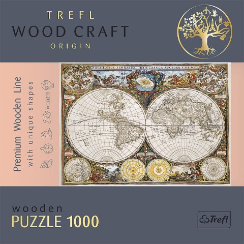 1000 Puzzle Drewniane - Antyczna mapa świata 20144 1000 Puzzle Drewniane - Antyczna mapa świata 20144