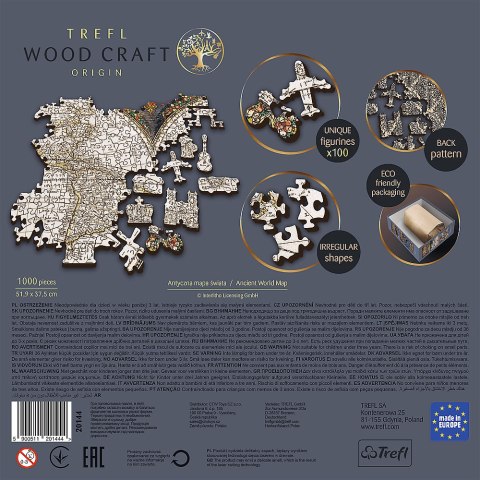 1000 Puzzle Drewniane - Antyczna mapa świata 20144 1000 Puzzle Drewniane - Antyczna mapa świata 20144