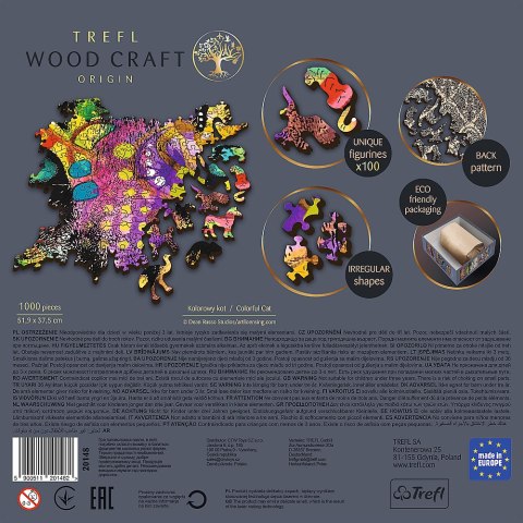 1000 Puzzle Drewniane - Kolorowy kot 20148 1000 Puzzle Drewniane - Kolorowy kot 20148