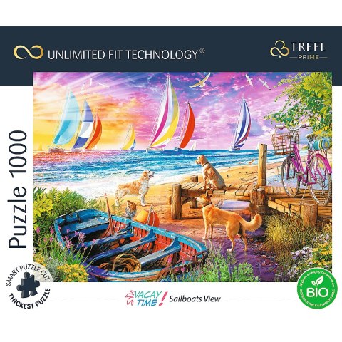 PUZZLE TREFL PRIME UFT 1000 - Vacay Time przedstawiające żaglówki na tle zachodzącego słońca 10697 PUZZLE TREFL PRIME UFT 1000 - Vacay Time przedstawiające żaglówki na tle zachodzącego słońca 10697