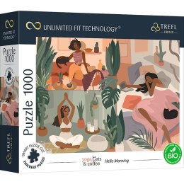 PUZZLE TREFL PRIME UFT 1000 - Yoga, Cats and Coffee kolaż Hello Morning 10694