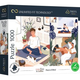 PUZZLE TREFL PRIME UFT 1000 - Yoga, Cats and Coffee kolaż Peace of Mind 10695