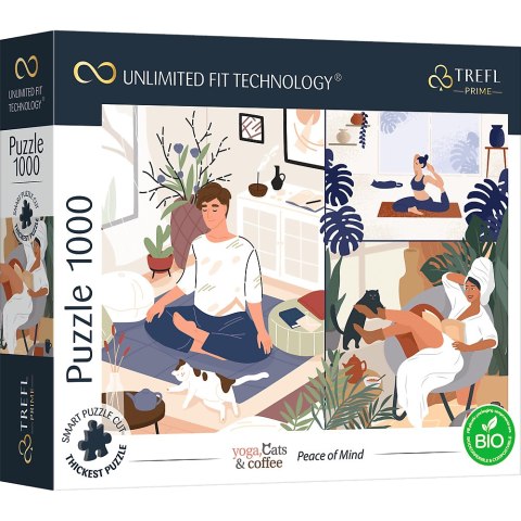 PUZZLE TREFL PRIME UFT 1000 - Yoga, Cats and Coffee kolaż Peace of Mind 10695