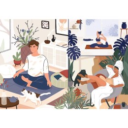 PUZZLE TREFL PRIME UFT 1000 - Yoga, Cats and Coffee kolaż Peace of Mind 10695