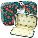 Piórnik Szkolny Organizer Kosmetyczka Kieszonka Wiśnie Zielony 22,5cm Piórnik Szkolny Organizer Kosmetyczka Kieszonka Wiśnie Zielony 22,5cm