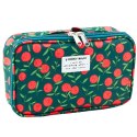 Piórnik Szkolny Organizer Kosmetyczka Kieszonka Wiśnie Zielony 22,5cm Piórnik Szkolny Organizer Kosmetyczka Kieszonka Wiśnie Zielony 22,5cm
