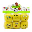 Miękkie Piłki Sportowe Emotki Żółte Zestaw 6szt 7cm Miękkie Piłki Sportowe Emotki Żółte Zestaw 6szt 7cm